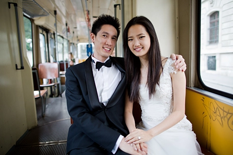 verlobungsshooting wien straßenbahn